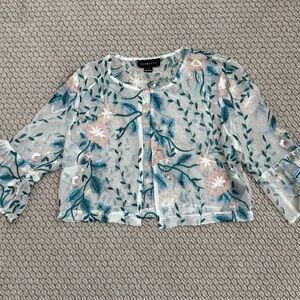 Sheer floral embroidered top